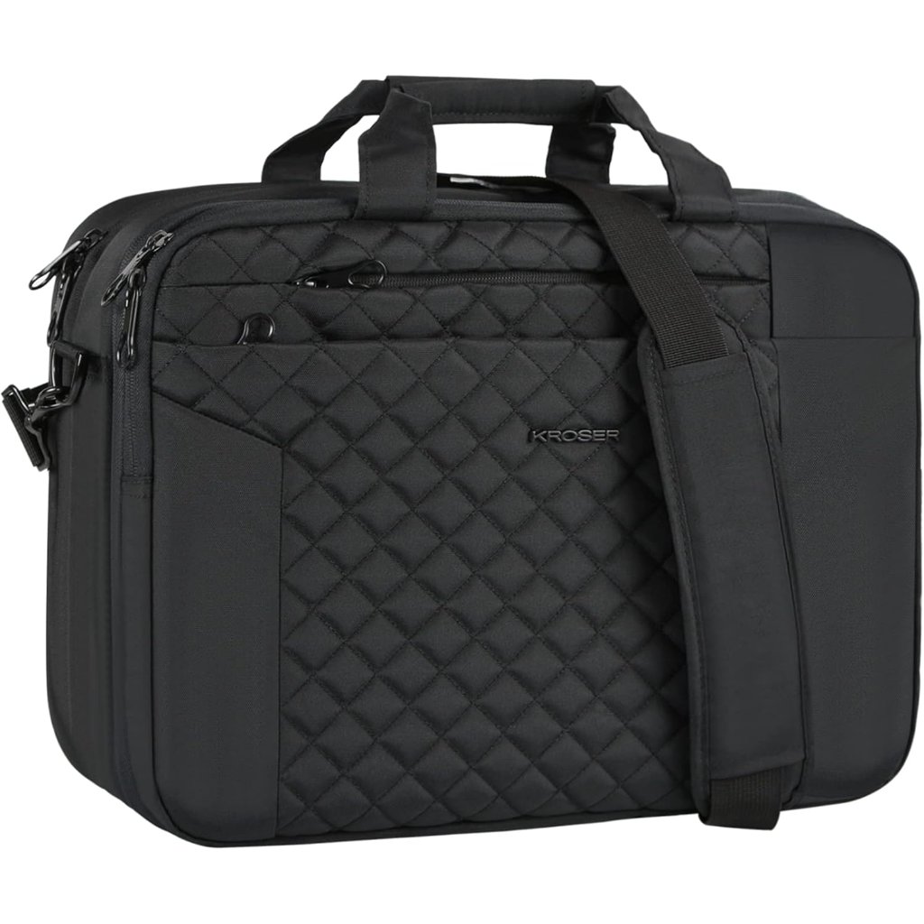 Water Repellent Quilted Laptop Bag For 15.6-Inch Devices - Large Capacity
